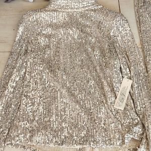 Eliza J sequin turtle neck and matching wide leg pants